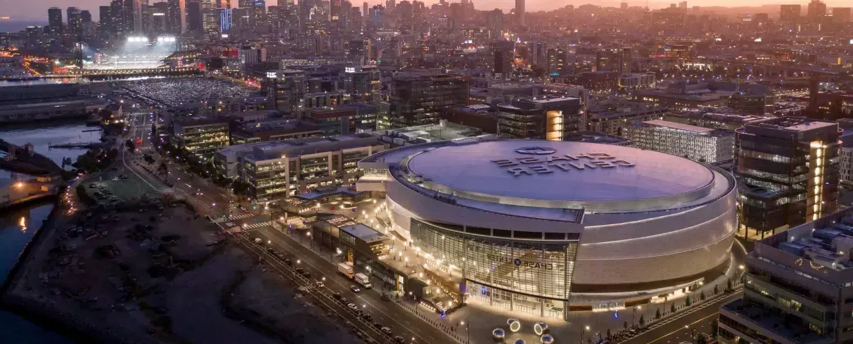 San Francisco's Chase Center at night.